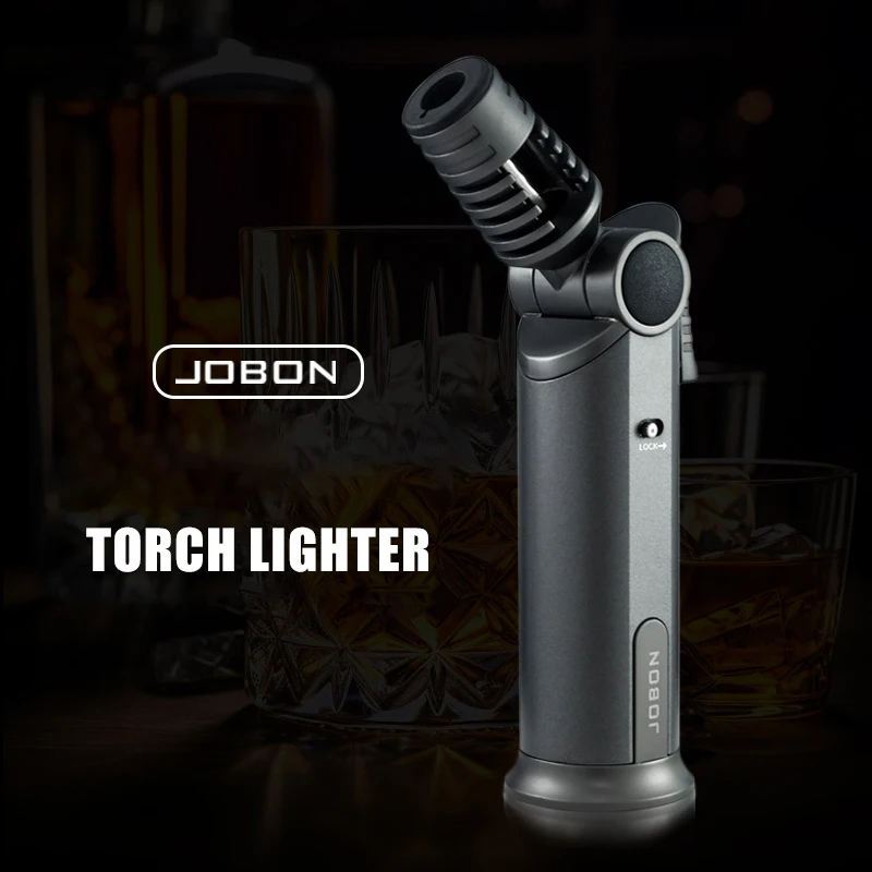 JOBON High Temperature Torch Lighter  Rotate The Nozzle At Any Angle Ignition Lock Fire Design Inflatable Lighter Camping Tool