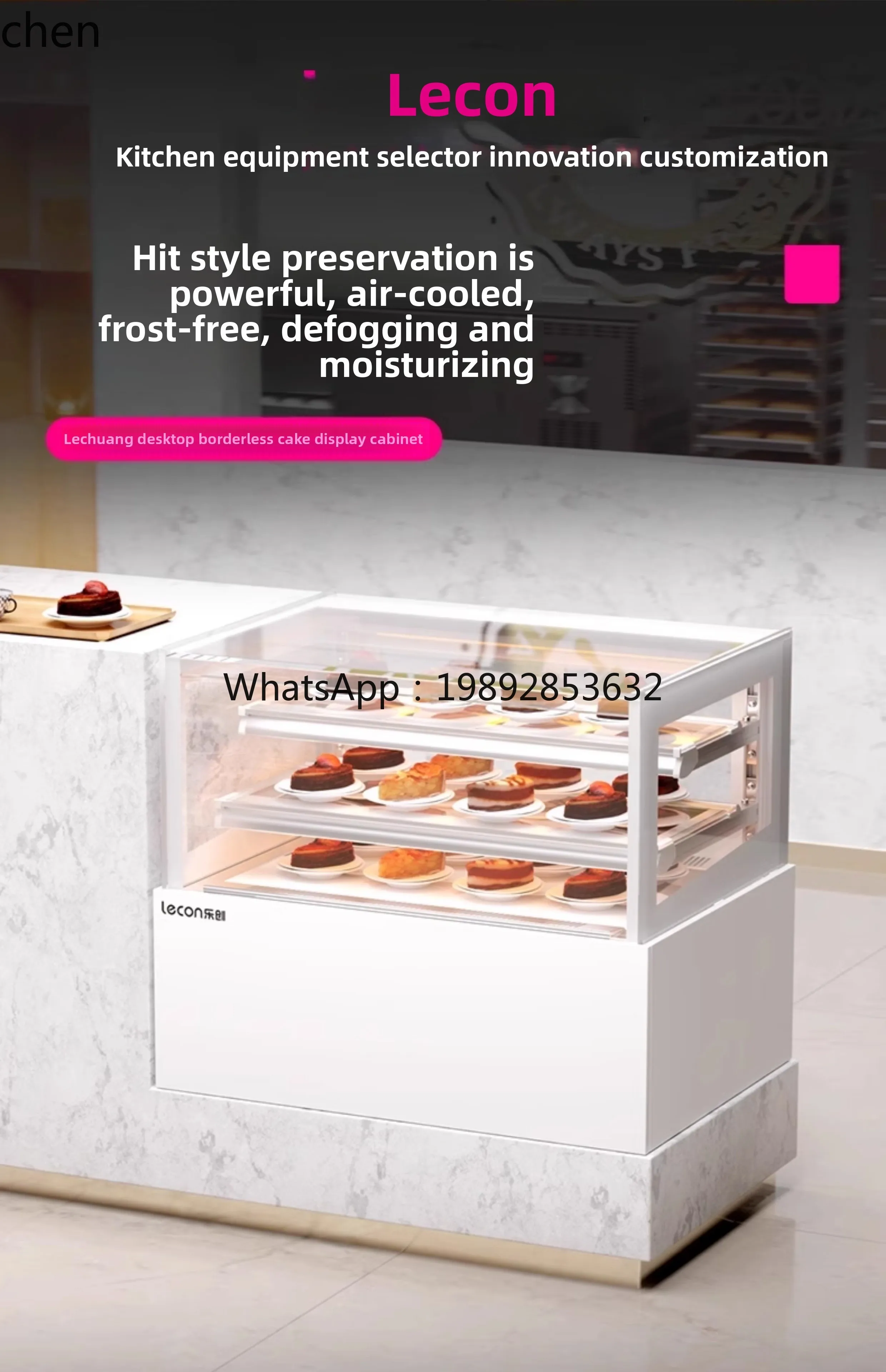 Lemari pajang kue berpendingin, berpendingin udara, model lengkung, freezer kecil untuk menyimpan buah dan sushi segar