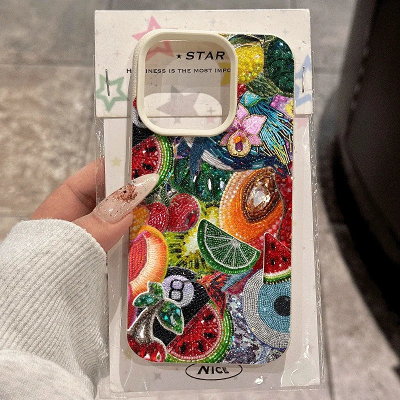 Tropical Fruit Animal Embroidery Phone Case for Samsung Galaxy S26 S25 S24 S23 S22 S21 S20 Plus Ultra A73 A52 A32 A25 A15 Cover