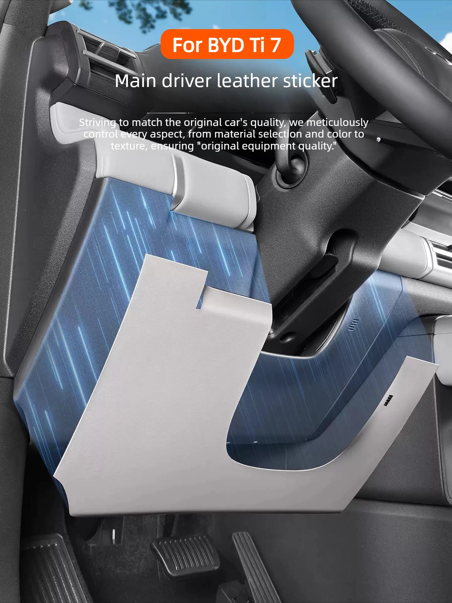 For BYD Ti 7 Leopard 7 Car Driver's Anti Kick Pad Scratch Resistant and Wear-resistant Leather Pad Car Interior Accessories