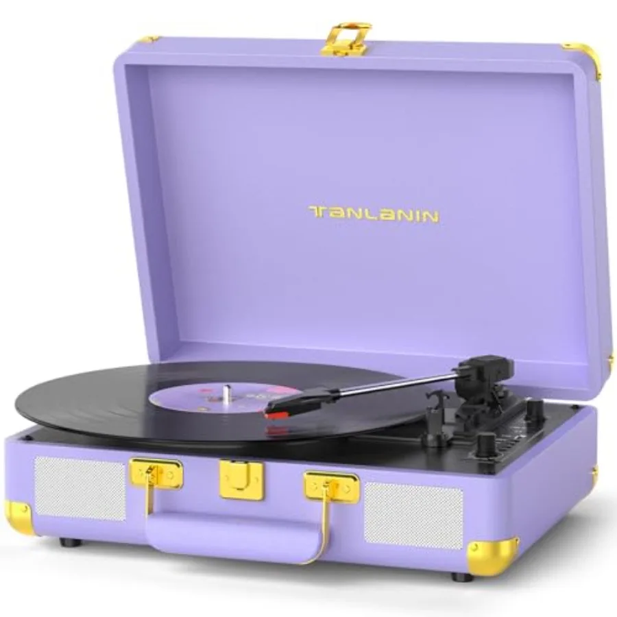 

Виниловый проигрыватель с Bluetooth, встроенными динамиками, 3 скоростями, ременным приводом, USB-воспроизведением и записью, ретро-подарок для женщин M