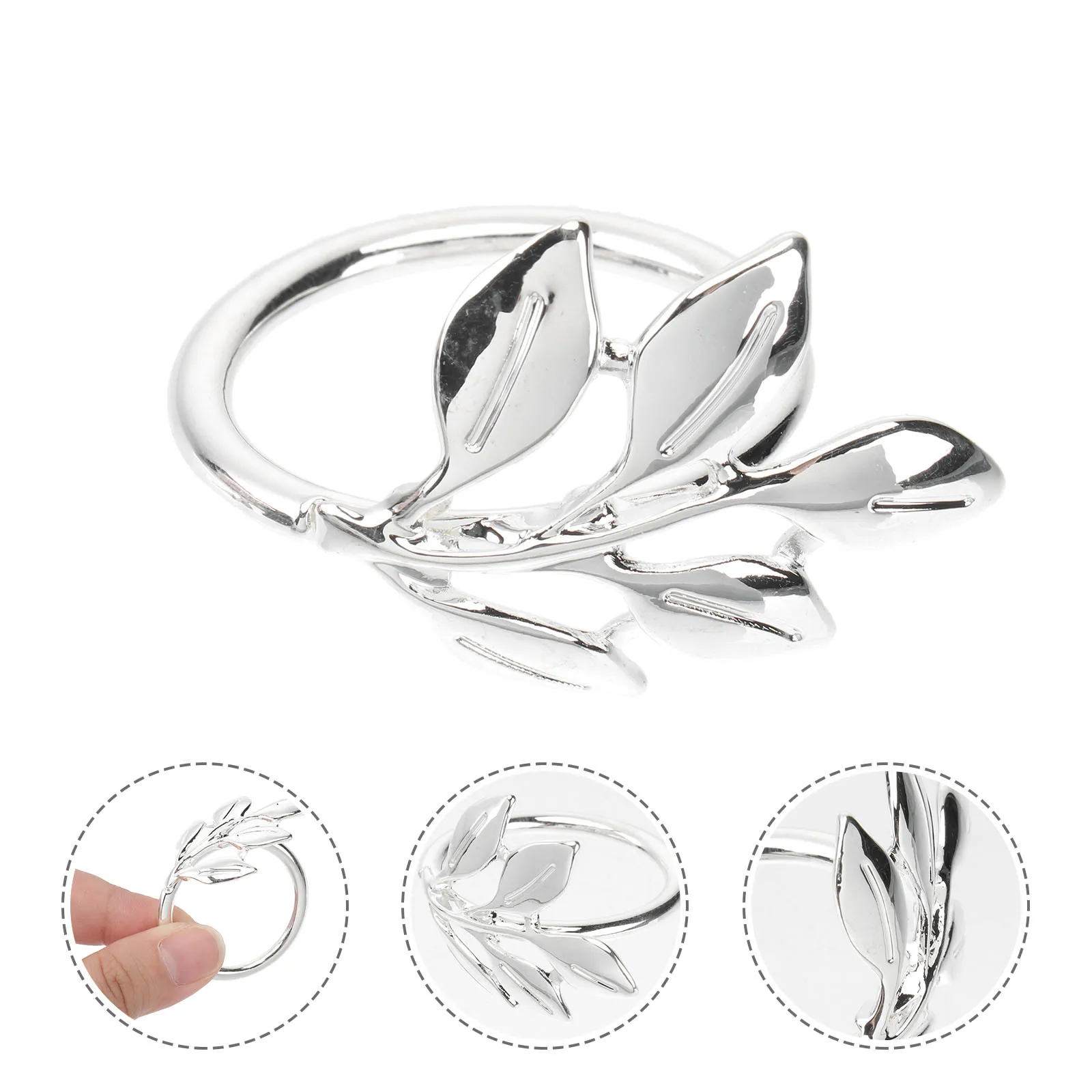 

6Pcs Silver Leaves Napkin Rings Decorative Napkin Holders Serviette Buckles for Wedding Banquet Dinner Party Elegant Dining