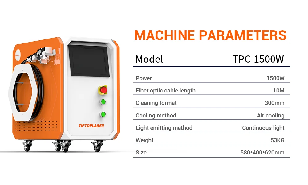 High power air-cooled handheld 1500w continuous fiber laser cleaning machine 1000w 2000w for auto parts rust paint