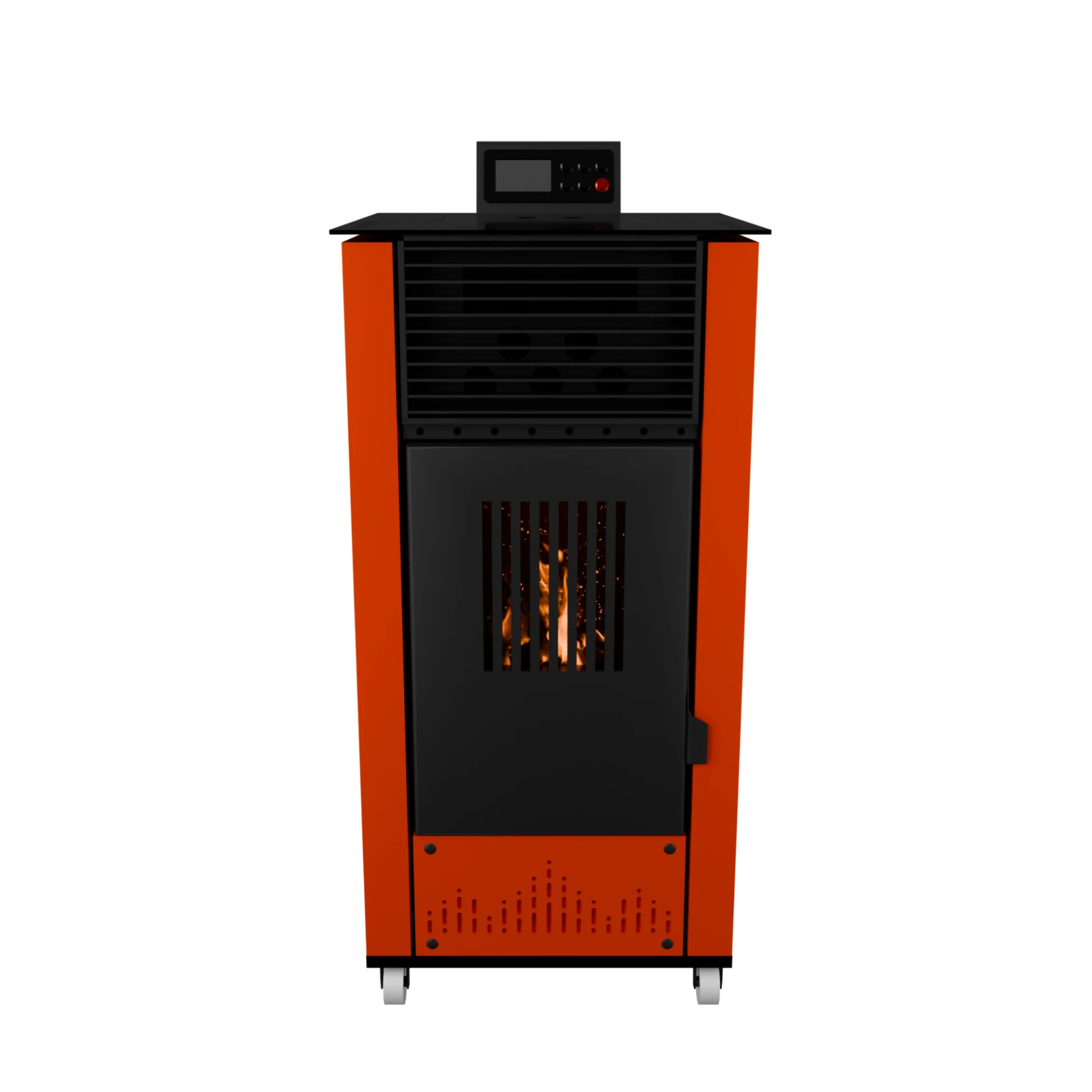 

Carbon-neutral Wood-burning Pellet Stove And Touch-screen Interface.
