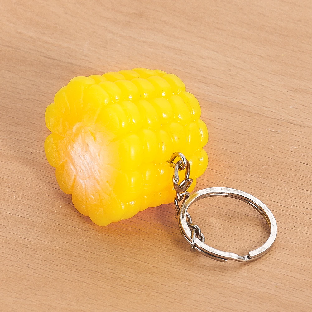 PVC Stereoscopic Emulation Corn Maize Cereals Food Resin Keychain Funny Photo Prop Student Knapsack Dangle Charm Pendant Jewelry