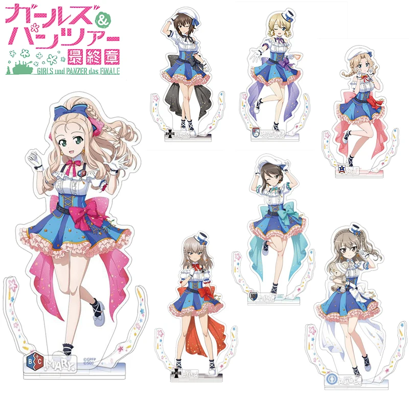 New Anime Girls and Panzer Acrylic Stand 15cm Figure Display Cosplay Charm Desktop Model Plate Fan gifts