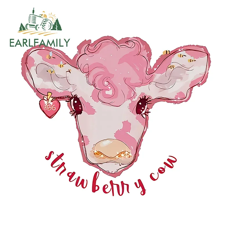 EARLFAMILY 13cm For Cattle Cute Car Stickers Personality Scratch-Proof Decals Car Accessories Creative Bumper Caravan Decor