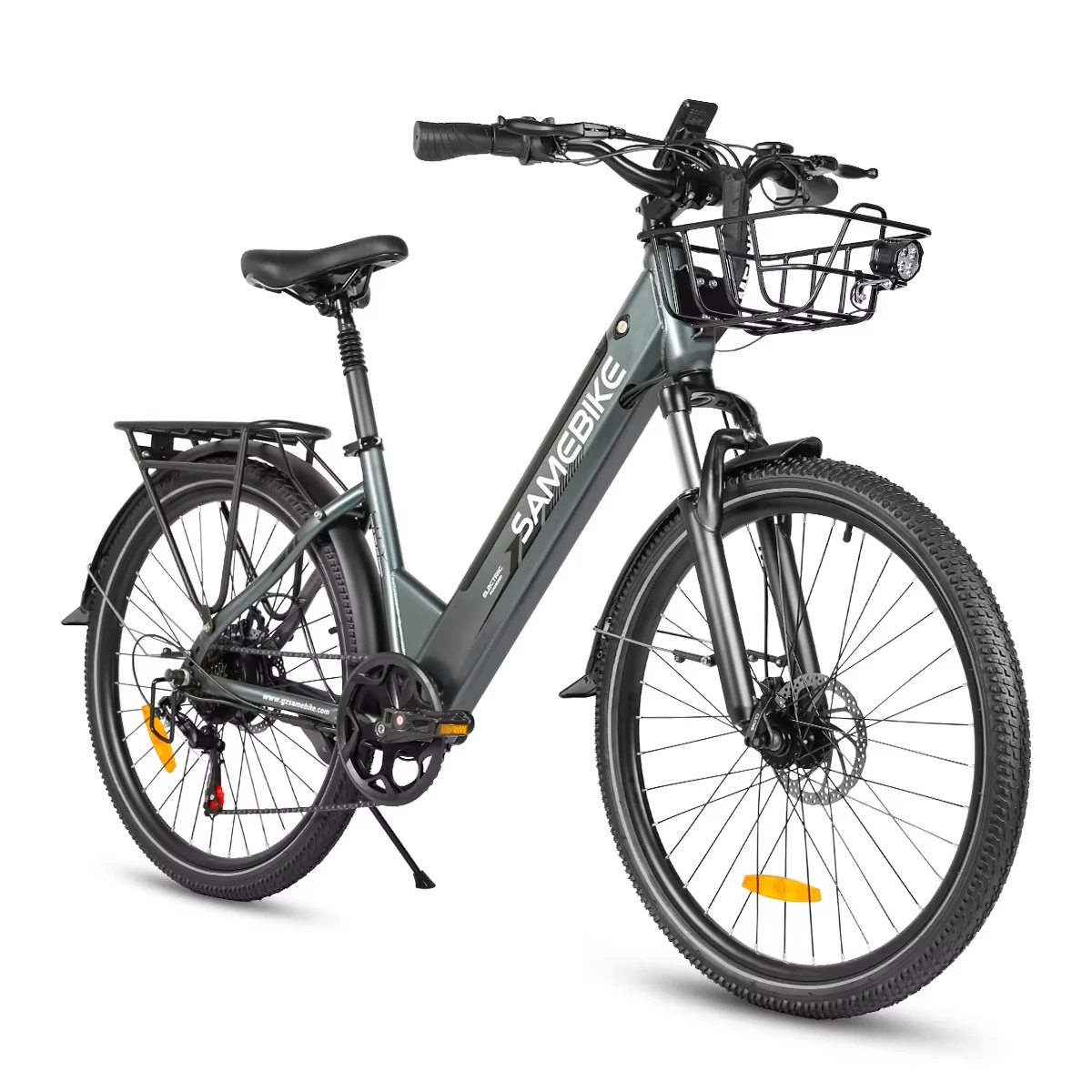 SAMEBIKE RS-A01Pro E-bike 500W motor, 36V15AH lithium batterij, 32km/u elektrische fiets met mand, volledige vering, elektrische mountainbike, 26 inch all-terrain banden, geschikt voor