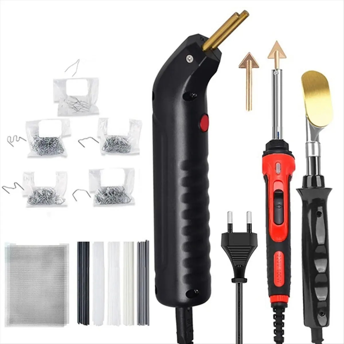【Tools & Parts】 100W Plastic Welding Machine Kit Automotive Bumper Crack Repair with Iron Hot Stapler EU Plug