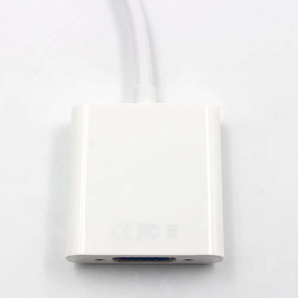 to Vga Adapter Supports 1920x1080 720P 1600x1200 Plug and Play No Driver Required Built-in Ic Chip USB Charging Port White