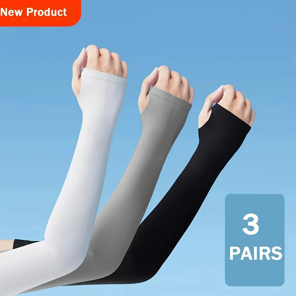 

3Pairs Fashion Sun Ice Silk Sleeves Unisex Summer Sun Protection Arm Sleeves Suitable for Outdoor Riding, Driving, Fishing