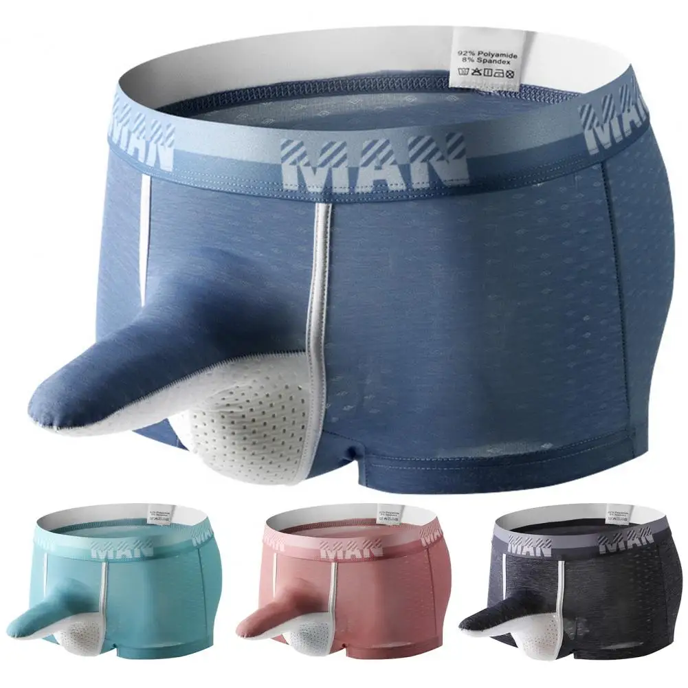 Longjiang Fashion Boxer Underwear Mesh Moisture Wicking Sweat Absorbing Dot Print Men Underpants  Men Boxers Stretch