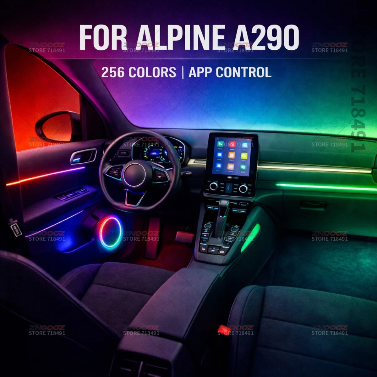 22 en 1 RGB Interior del coche luces ambientales acrílicas RGB tira acrílica oculta decoración atmósfera accesorios para Alpine A290