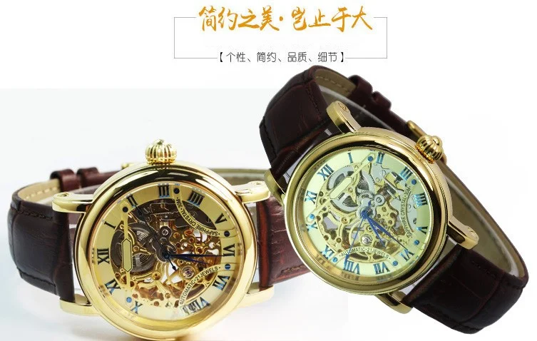 luxury skeleton mechanical chronograph watch mens business