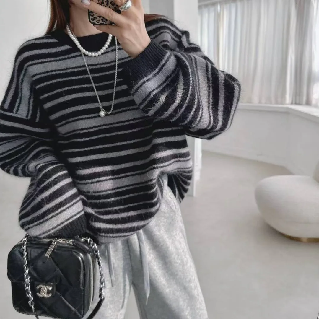 سترة نسائية أنيقة فضفاضة مستديرة للخريف والشتاء تصميم Sense Retro Faionable بطبعة الفهد، بلوزة مريحة تناسب الجميع #3