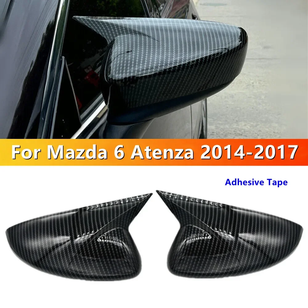 For Mazda 6 Atenza 2014 2015 2016 2017 Car Rearview Side Mirror Cover Wing Cap Exterior Door Housing Shell Trim ABS Carbon/Black