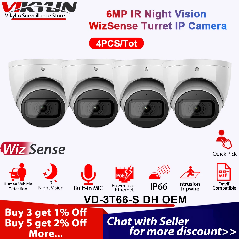 VIKYLIN 6MP IR Night Vision Perimeter Protection IP Camera for Dahua OEM Human Vehicle Detection CCTV Security POE Camera Video