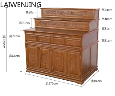 HLZ Buddhist Incense Case Three-Layer Tibetan Style Buddhist Shrine Solid Wood God  Cabinet Multi-Layer Offering Table