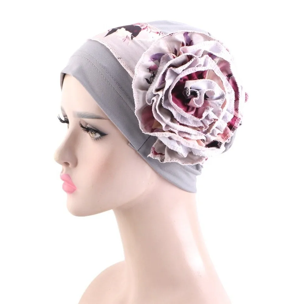 

Postpartum Headscarf Big Flower African Turban Breathable Comfortable Muslim Hijab Caps Hair Loss Head Wrap For Women