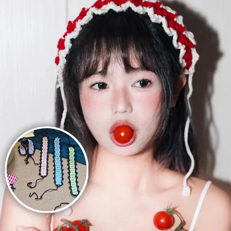 

Прогулка Ins, милый и милый стиль, вязаная повязка на голову, женские аксессуары для волос, вязаный крючком платок, летний треугольный шарф