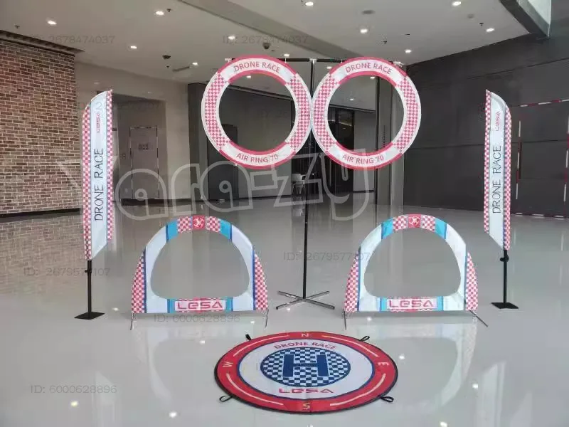 19Inch Indoor Racing Track Set FPV Obstacle Course Kit with Arch Gates Round Gates Flags Takeoff Pad