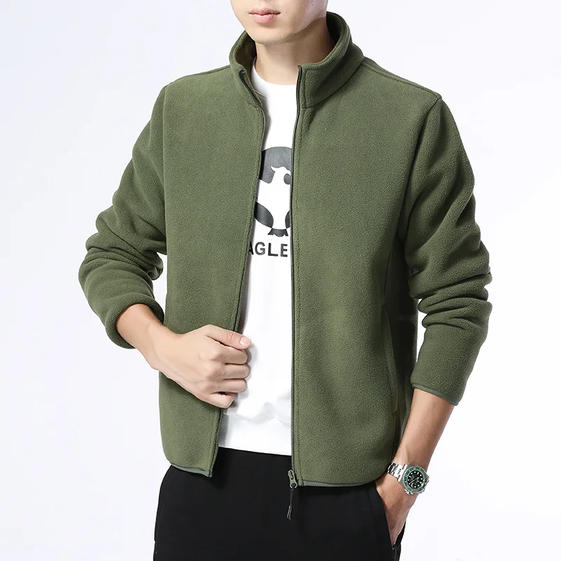 high quality fleece jacket for men long sleeve big size new spring 2024 causal outerwear clothing - grey black blue