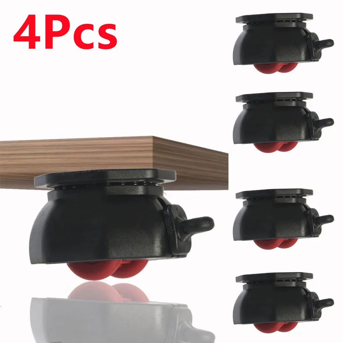 4Pcs with Brake Adhesive Universal Wheel Casters Stainless Steel Beads 360° Rotation Type Furniture Casters Roller