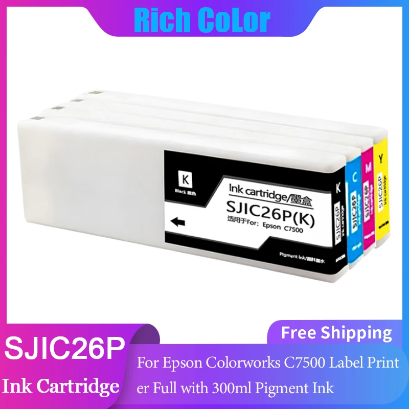 

Китайский совместимый с SJIC26P Epson TM-C7500 чернильный картридж для Epson Colorworks C7500, принтер для этикеток с пигментными чернилами 300 мл