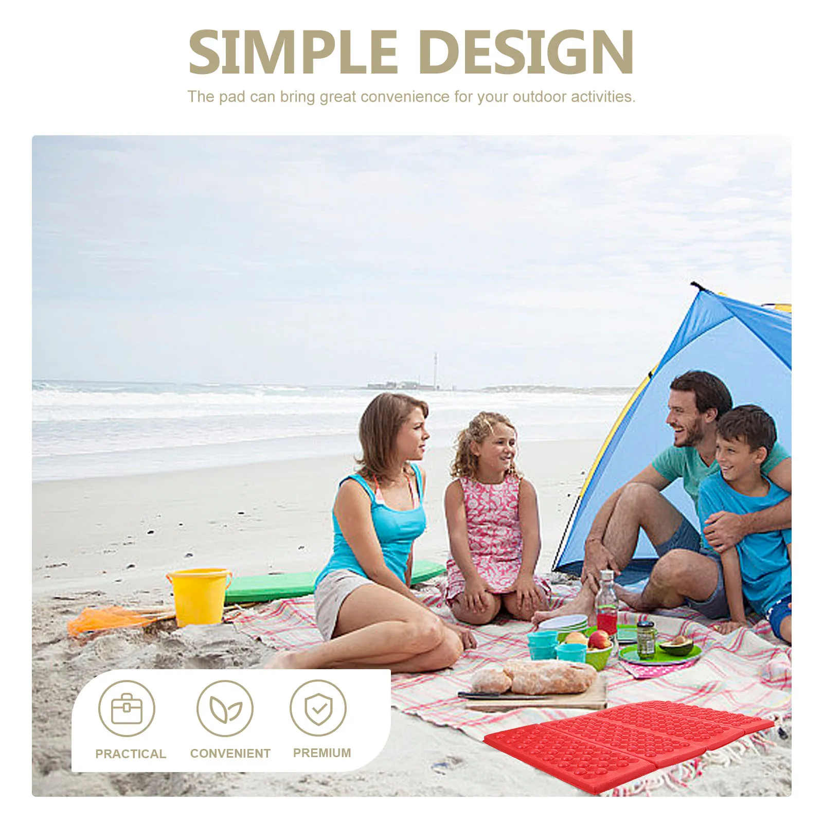

Folding Waterproof Seat Mat Portable Dustproof Cushion For Outdoor Picnic Camping Xpe Material Red Lightweight Foldable Ground