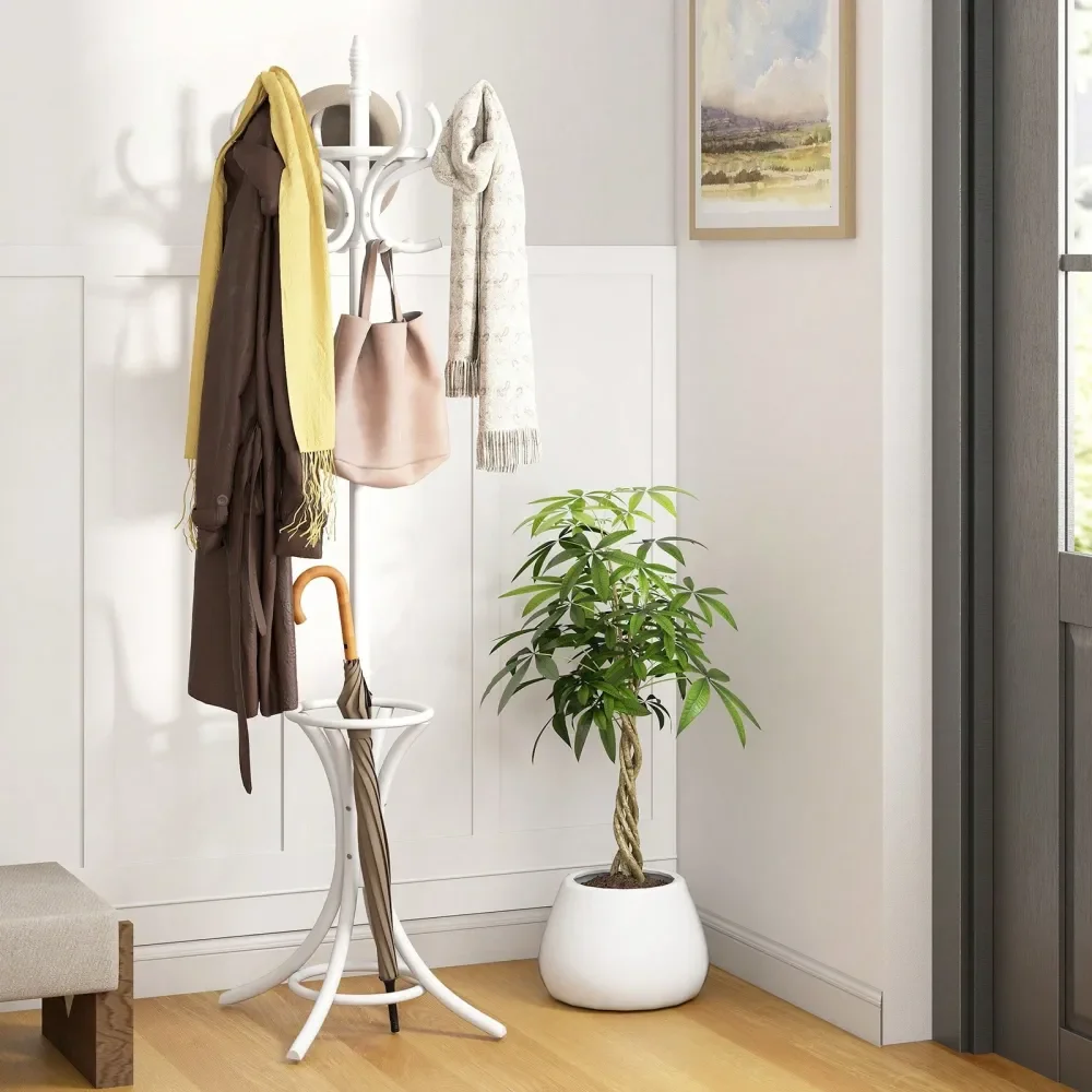 

Freestanding Coat Hanger Stand Coat Rack W Umbrella Holder 12 Hooks