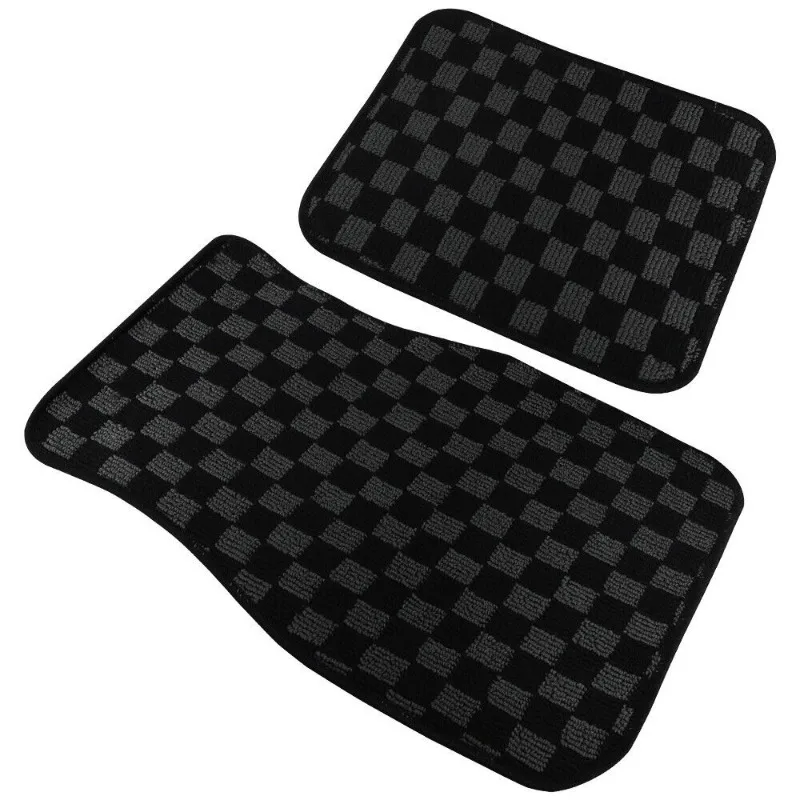 4PCS UNIVERSAL CHECKERED BLACK Racing Fabric Car Floor Mats Interior Carpets United States