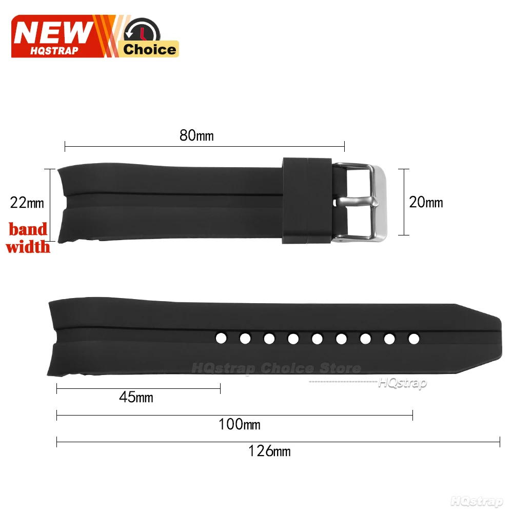 Gebogenes Silikon-Sportarmband 22mm 24mm 26mm Wasserdichtes Weiches Gummiarmband für Männer und Frauen Universelles Armband – Detail 1