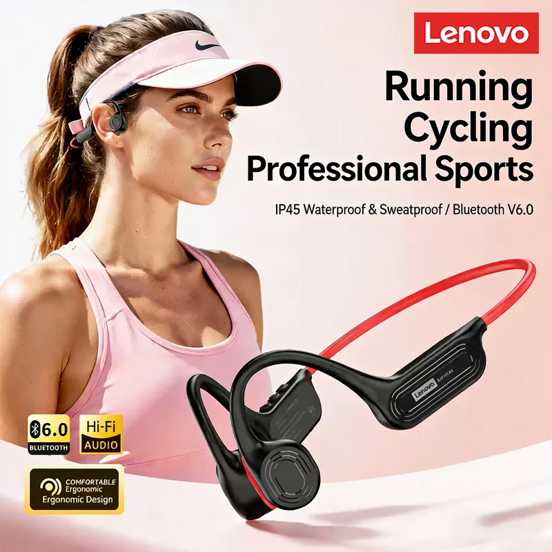 

Lenovo S101 Наушники с костной проводимостью Bluetooth 6.0 Беспроводные наушники Спортивная велосипедная музыкальная гарнитура Фитнес-наушники с микрофоном
