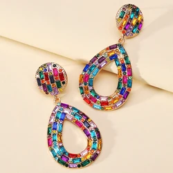 Teardrop Shiny Rhinestone Boho Decor Glamorous Bride Wedding Party Jewelry Luxury Quality Dangle Drop Earrings For Women Gift