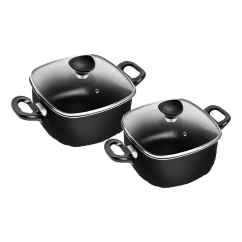 

of 2 Square Casseroles Non-stick Black Baking Pans and Fryers