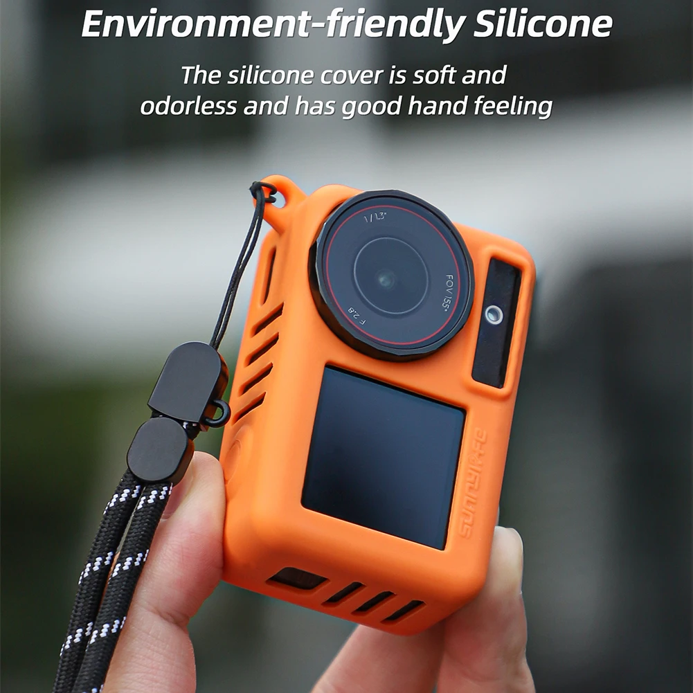 Silicone Cover Shockproof Sport Camera Case with Lanyard Scratch-proof Camera Cover for Osmo Action 5 Pro Accessories