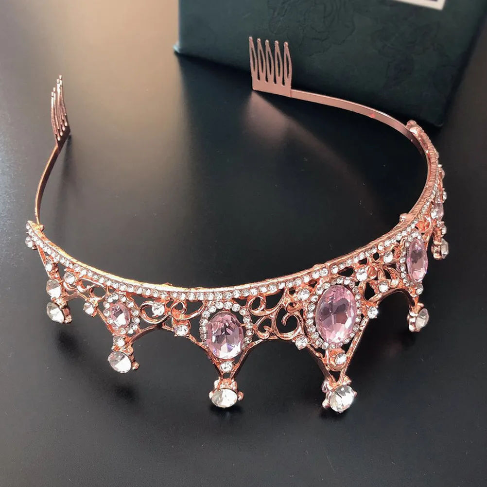 Wedding Bride Rhinestone Crown Elegant Green Golden Headdress Party Photography Hair Accessories for Women Bride Crown