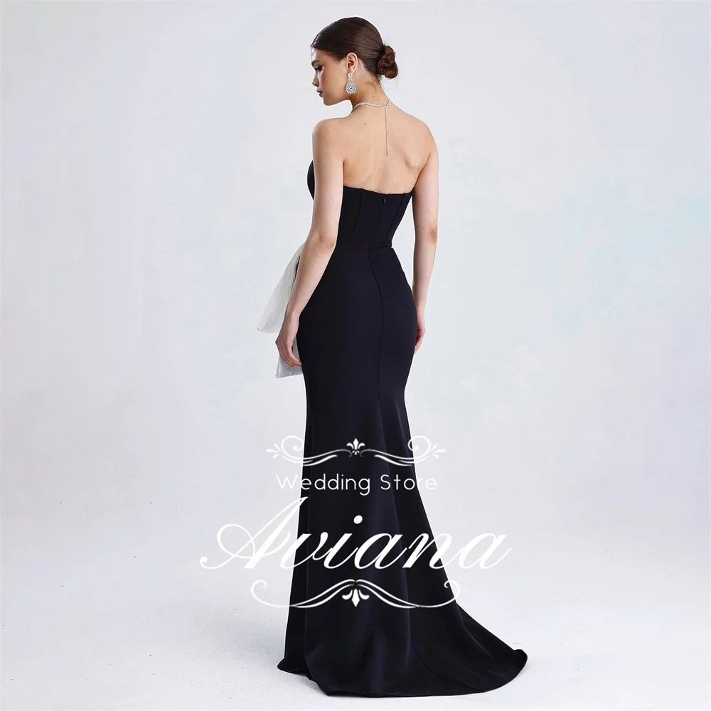 Aviana Customized Strapless Bridal Gown Bow Embellishment Mermaid Silhouette Floor Length Elegant Formal Evening Dress Party