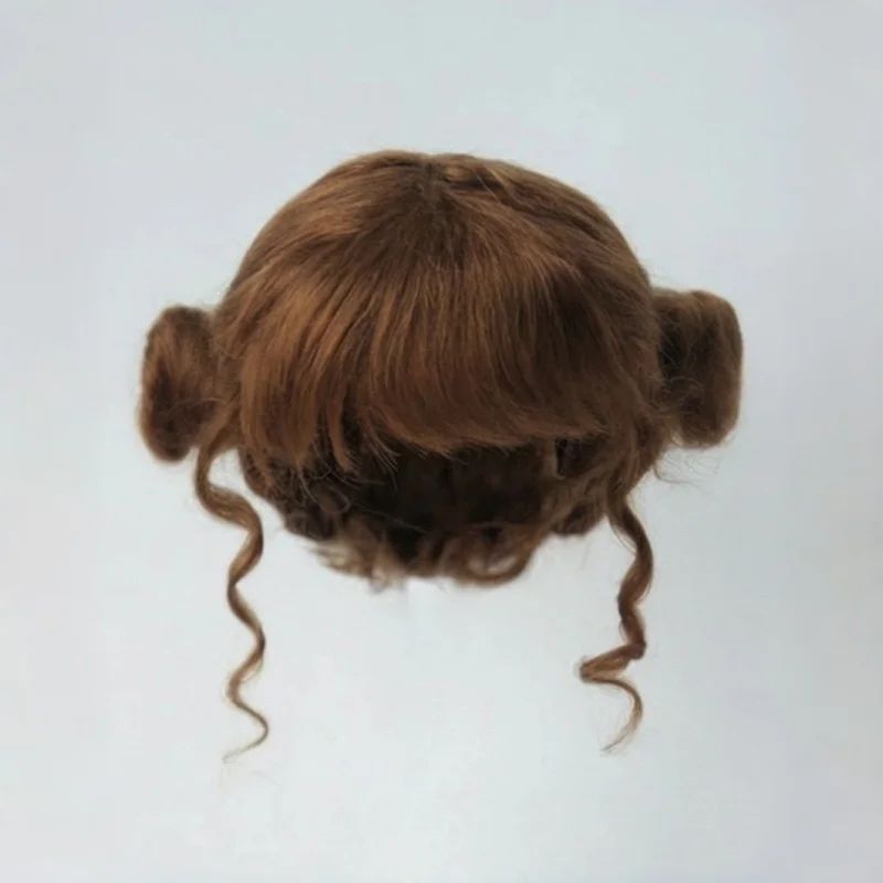 

JD406 1/12 1/8 OB11 3-4inch 4-5inch 5-6inch Lovely Twin Buns Mohair BJD Wigs Lati Yellow& White Tiny Doll Accessories