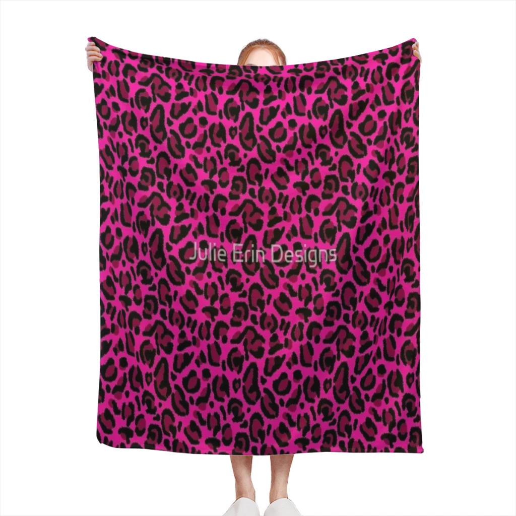 

Hot Pink Y2K Aesthetic Leopard Print Medium Blanket Comforter Flannel Soft throw Blankets Warm Home and Decoration