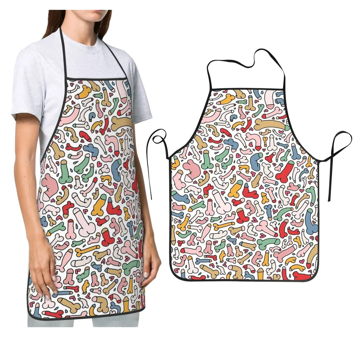 

Дик Красочные Фартуки Шеф-Повар Кулинария Выпечка Столер Водонепроницаемый Нагрудник Кухня Чистка Фарфор для Женщин Мужчин Живопись