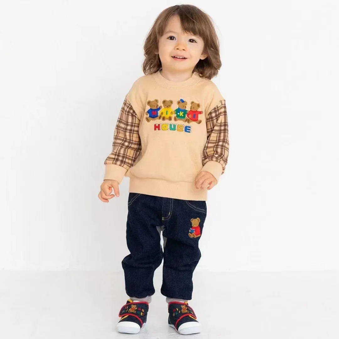 Boys Pants   Miki Autumn Winter New Girl Cartoon Bear Sweatpants Color Letter Logo Embroidery Trousers