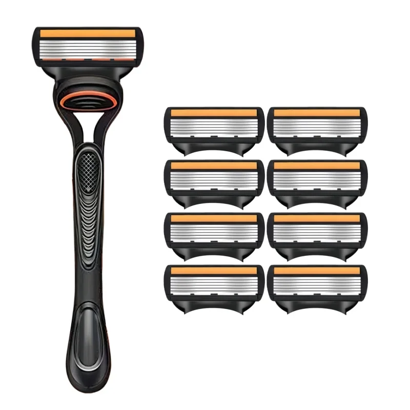 6-Layer Manual Men's Shaving Razor/Replacement Blades, 5-Layer Razor Stand, Washable, Stainless Steel Depilation Tool image 3