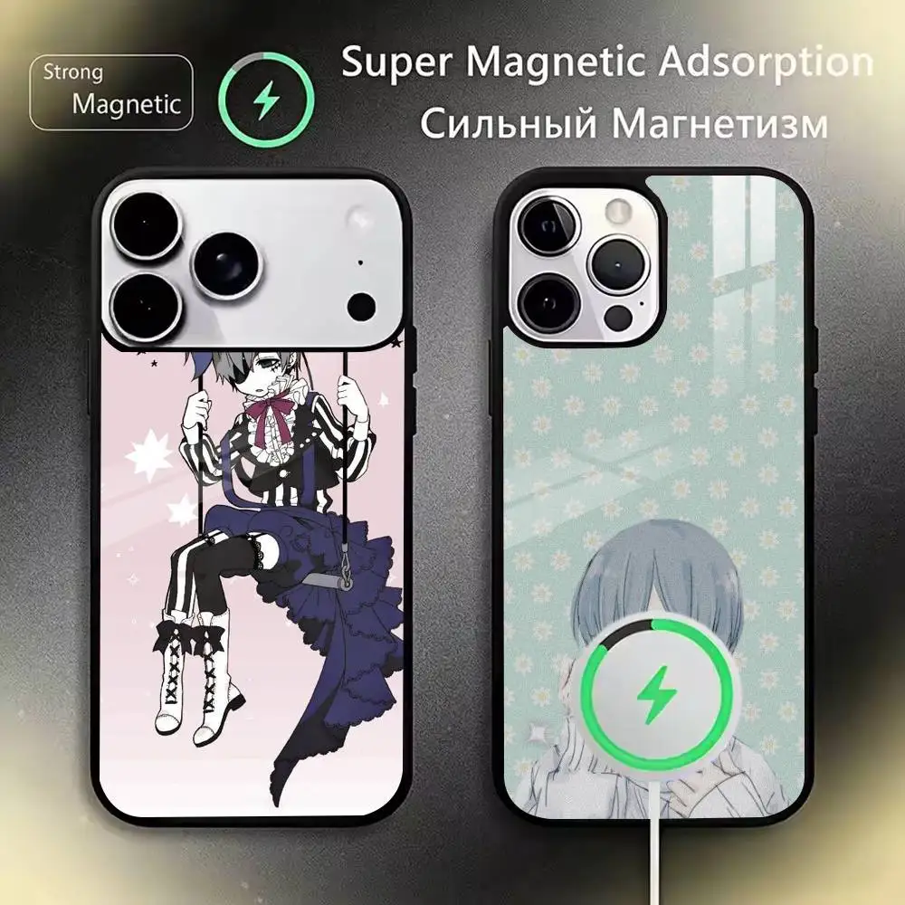cute B-Black Butler king Phone Case For iPhone 17,16,15,14,13,12,11Plus,Pro,Max for Magnetic Wireless Charging