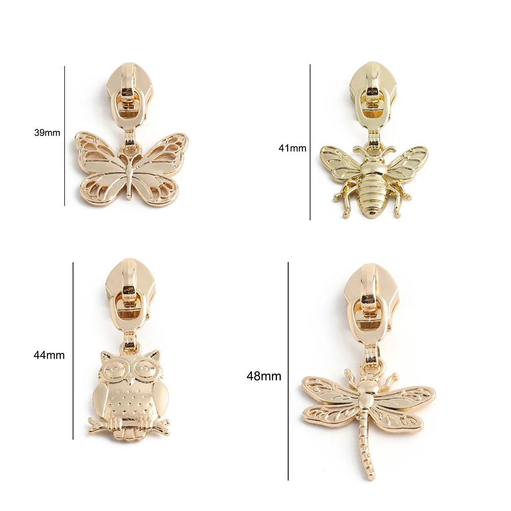 20/50/100PCS Butterfly/Owl/Dragonfly/Bee Shape 5# Nylon Zipper Heads For DIY Sewing Clothes Coat Bags Purse Backpack Accessories