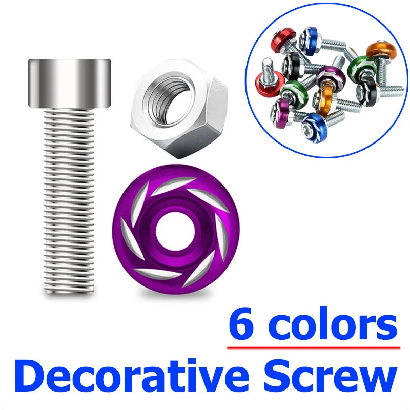 10/50PCS M6 Universal Motorcycle Screw Modification Carved Screw Decoration Colored Screw Windshield Fixing Screw Replace Part