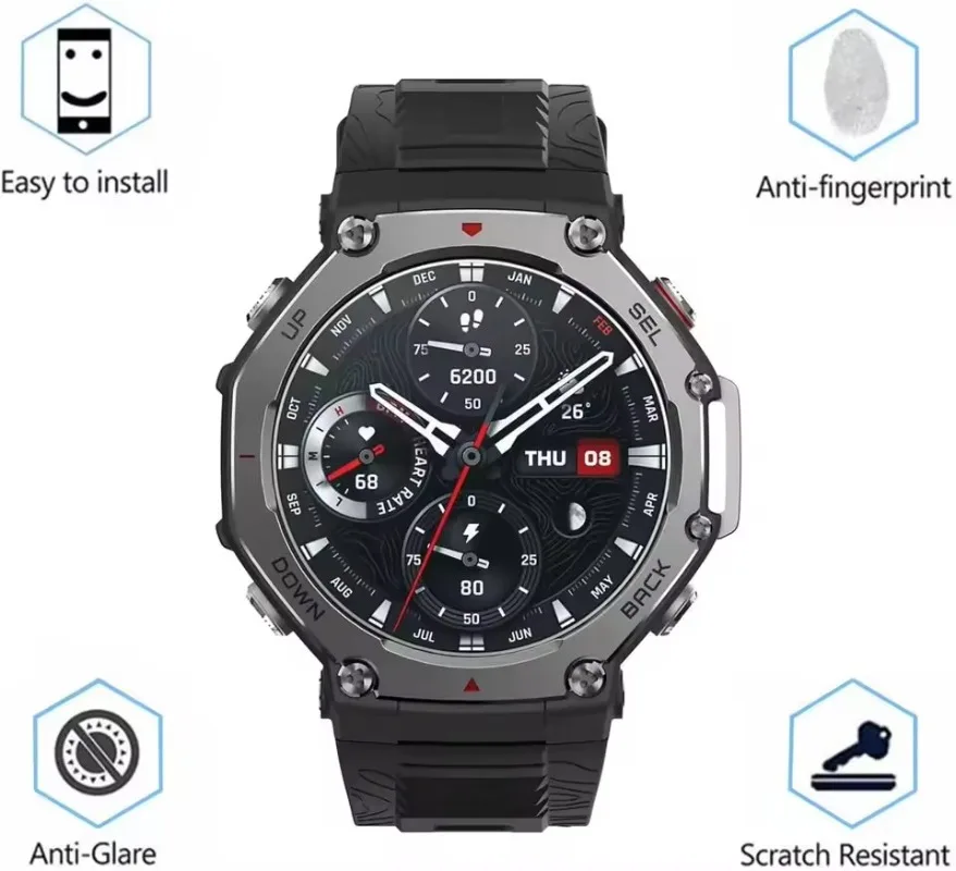 For Amazfit T-Rex 3 Screen Protector Tempered Glass Watch Protective Films Anti-Scratch Case Friendly Covers Smart Accessories