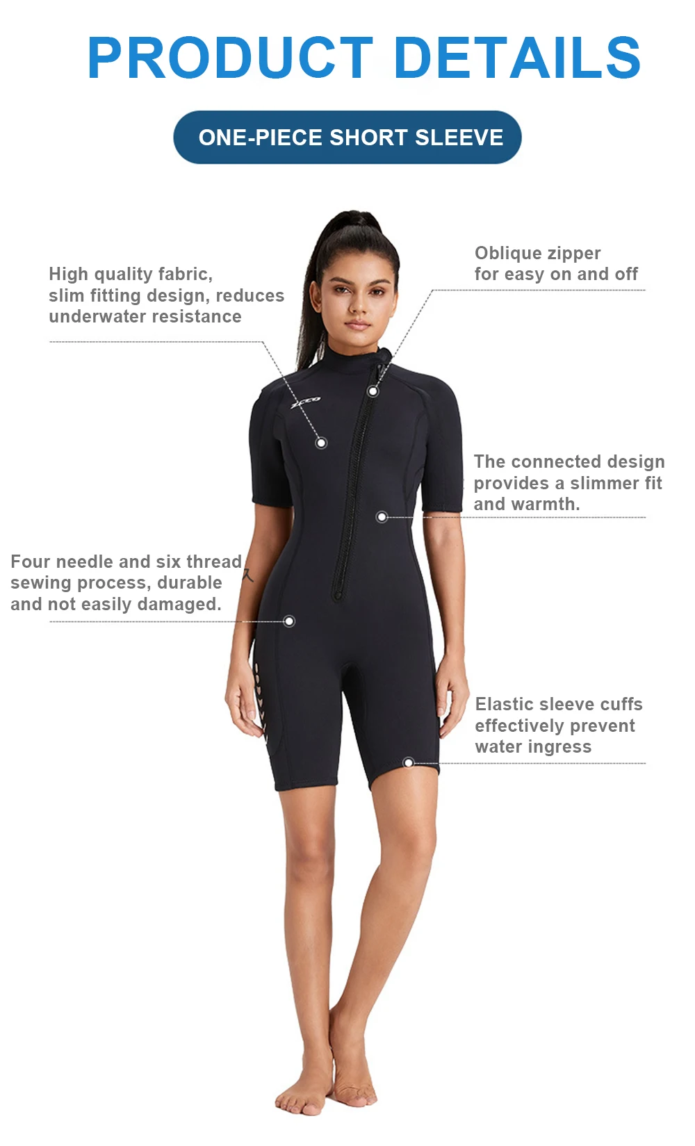 Neoprenanzug 3mm Neopren Surfanzug Kurzarm Bademode Kitesurfen Tauchanzug Speerfischen Badeanzüge Rash Guards Männer Frauen – Detail 6