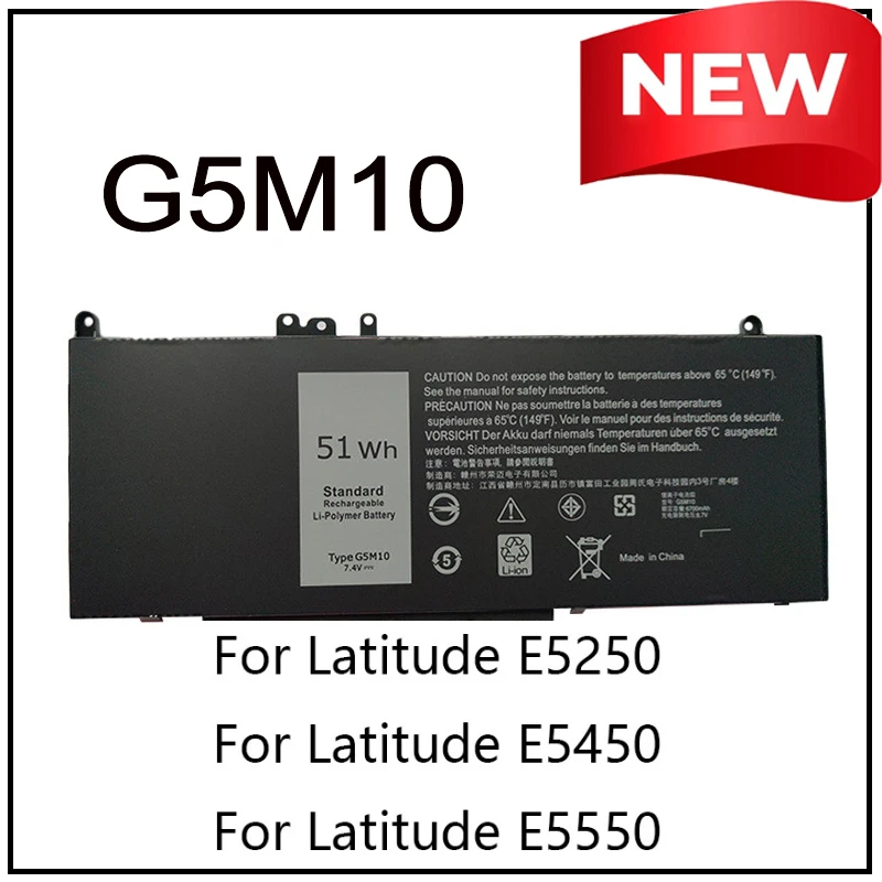 

G5M10 Replacement Li-ion Laptop Battery for Dell Latitude E5250 E5450 E5550 3150 3160 G5M10 51WH Fast Charge Long Life New
