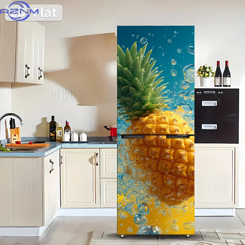 1pcs Fruit Pineapple Fridge Magnets - Self-Adhesive Removable PVC Vinyl Stickers, Suitable for Refrigerators, Cabinets, Closet